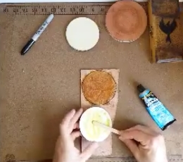 apply glue Apply glue all the way to edges of circle and disc
